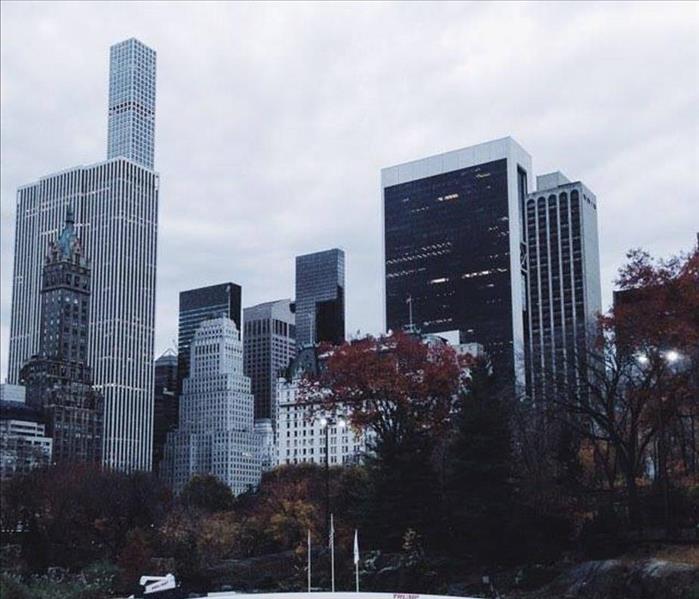 A downtown landscape during winter